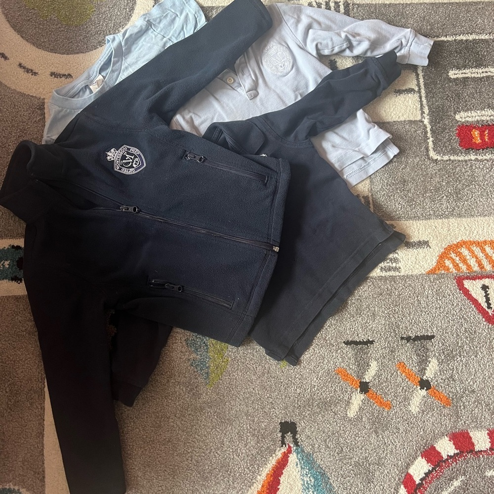 Land’s End Montessori Gifted Prep School Uniform Long Sleeve + Tee + Fleece 3T